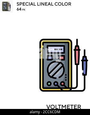 Voltmeter soecial lineal color vector icon. Illustration symbol design template for web mobile UI element. Stock Vector