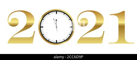 clock shortly before 2021 new year gold typography vector illustration EPS10 Stock Vector