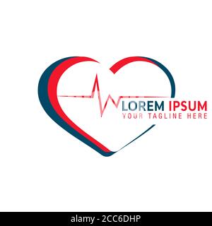 cardiology illustration vector logo design for medical and healthcare. Stock Vector