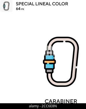 Carabiner soecial lineal color vector icon. Illustration symbol design template for web mobile UI element. Stock Vector