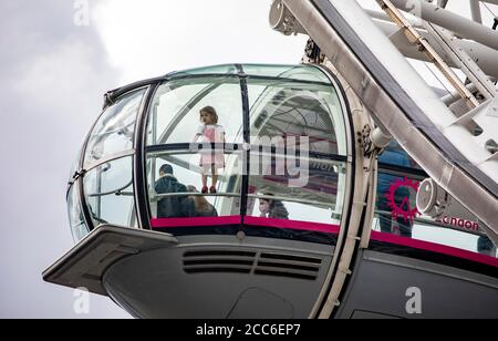 pic shows:   Temperature testing at the London Eye today  Monday 17th August 2020 (corrected)   Attractions have been open for a week but number and q Stock Photo