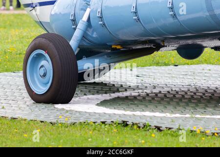 cargo helicopter chassis overload fuselage fuel tank cargo transport Stock Photo