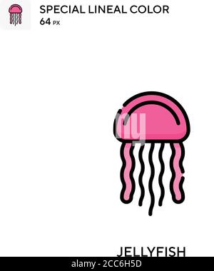 Jellyfish soecial lineal color vector icon. Illustration symbol design template for web mobile UI element. Stock Vector