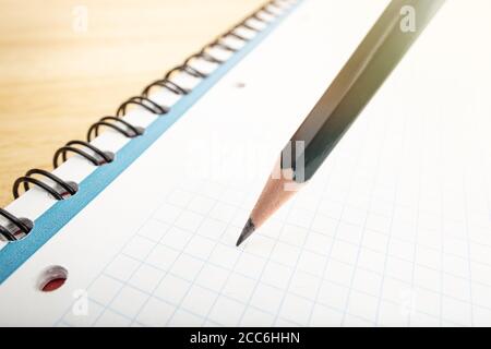 Pencil and notebook close up. Idea, studying or writing concept Stock Photo