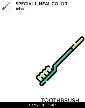 Toothbrush soecial lineal color vector icon. Illustration symbol design template for web mobile UI element. Stock Vector