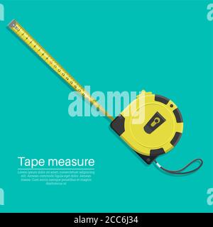 Construction roulette with a shadow. The realistic tool for measurement. The isolated element for design. A vector illustration in flat style. Stock Vector