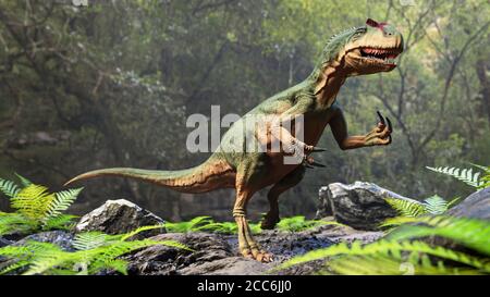 Allosaurus Dinosaur Running 3d Render White Run Carnivore Photo Background  And Picture For Free Download - Pngtree