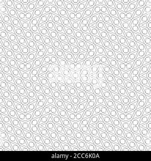 Seamless pattern. Abstract geometrical background. Original linear texture with repeating thin curved lines, squares, difficult polygonal shapes. Vect Stock Vector