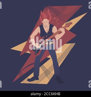 Rock guitar player vector illustration. Musicians series. Stock Vector