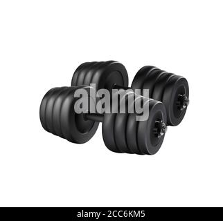 Dumbbell adjustable disc isolated vector. realistic fitness weight equipment. Scalable editable illustration. Gym and body building black weights Stock Vector