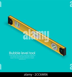 Vesiculate construction level. The tool for measurement. Vector isometric illustration.3D. The isolated object with a shadow. Stock Vector