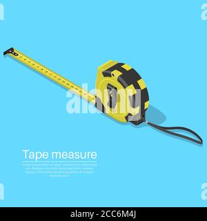 Construction roulette with a shadow. The realistic tool for measurement.3D. Isometry. The isolated element for design. A vector illustration in flat s Stock Vector