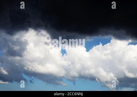 Black clouds formed before the rain, used to make a backgrounds image. Stock Photo