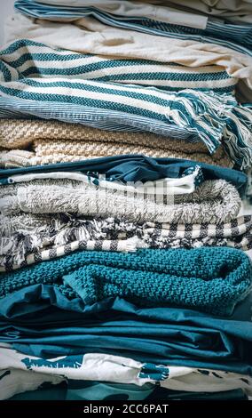 Background with folded home textile Stock Photo