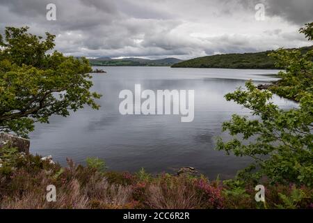 Storm clouds over Llyn Trawsfynydd, Wales Stock Photo