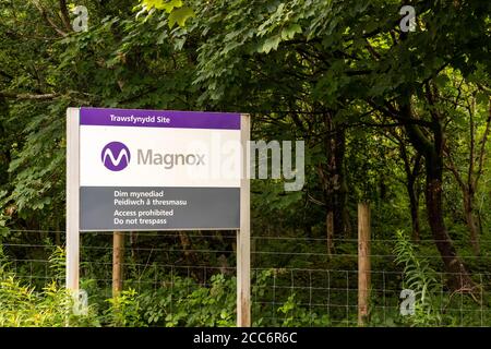 Sign for Trawsfynydd Magnox nuclear power station, Wales Stock Photo