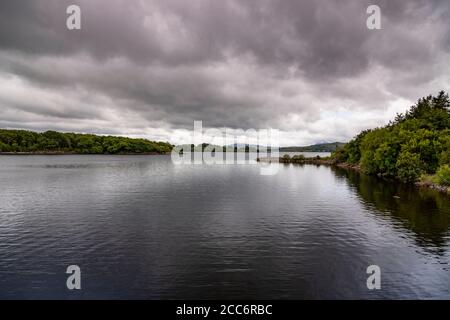 Storm clouds over Llyn Trawsfynydd, Wales Stock Photo