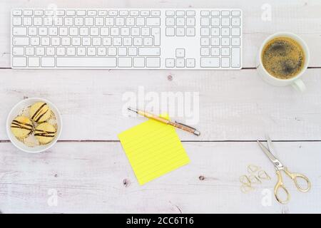 home office table top down view Stock Photo