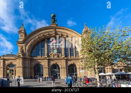 Frankfurt am Main, Germany - October 2, 2016 - The front view of the main train station of Franfurt am Main, Hesse, Germany Stock Photo