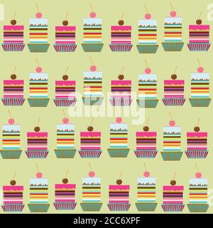 Seamless pattern with sweet cakes. Vector original illustration. Stock Vector