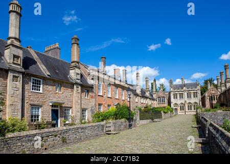 Historic Vicars' Close road in Wells, Somerset, England Stock Photo
