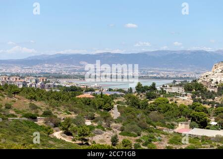 View of the city of Cagliari in Sardinia, Italy on a hot summer day. Stock Photo