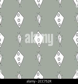 circles in diamonds Doodle Pattern Filled Diamond shape Seamless pattern Vector hand drawn illustration surface design Stock Vector