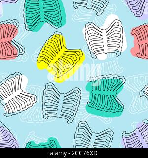 Ribs pattern seamless. Rib bone background. Hand drawing ornament Stock ...