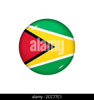Icon flag of Guyana . Round glossy flag. Vector illustration. EPS 10 Stock Vector