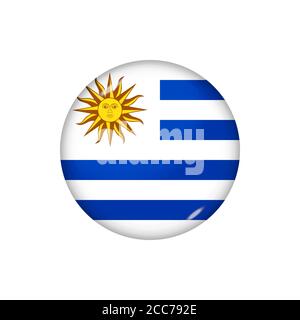 Icon flag of Uruguay . Round glossy flag. Vector illustration. EPS 10 Stock Vector