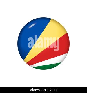 Icon flag of Seychelles. Round glossy flag. Vector illustration. EPS 10 Stock Vector