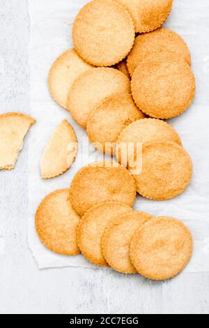 Homemade Shortbread cookies on a parchment paper Stock Photo