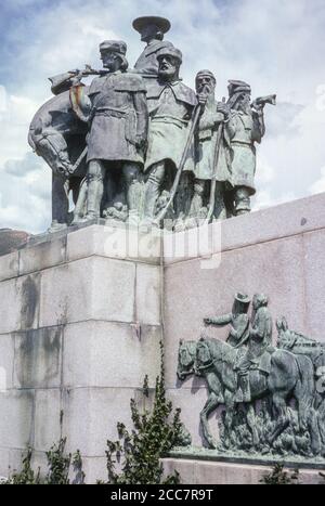 This is the Place Monument, Heritage Park, Salt Lake City, Utah, USA. Early Trappers, Explorers. Stock Photo