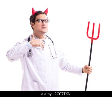 Devil doctor in funny medical concept isolated on white background Stock Photo