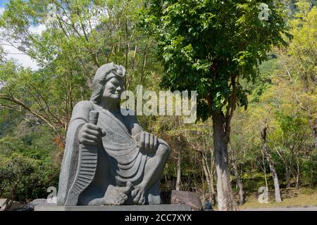 Hualien, Taiwan - Statue of Taroko people at Taroko National Park Visitor Center in Taroko National Park, Xiulin, Hualien, Taiwan. Stock Photo