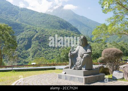 Hualien, Taiwan - Statue of Taroko people at Taroko National Park Visitor Center in Taroko National Park, Xiulin, Hualien, Taiwan. Stock Photo