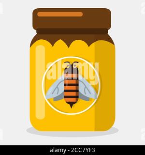 honey in the bottle vector illustration in flat style Stock Vector