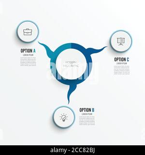 Abstract elements of graph infographic template with label, integrated circles. Business concept with 3 options. For content, diagram, flowchart, step. Stock Vector