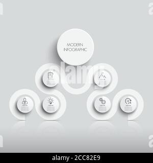 Infographics step by step. Universal abstract element of chart, graph, diagram with 6 options, parts, processes connected. Vector business template. Stock Vector