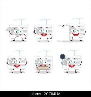 Cartoon character of air conditioner outdoor with various chef emoticons Stock Vector