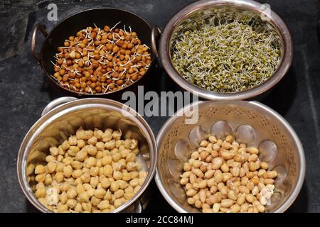 Fresh and healthy sprouts isolated on black background Stock Photo