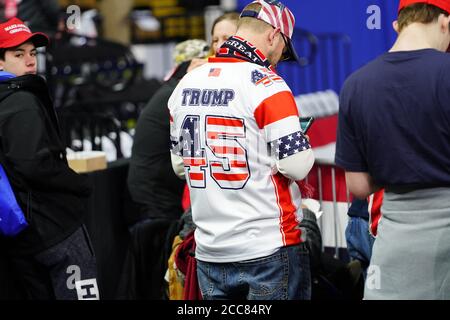 45th President Donald Trump supporters wear number 45 Jersey shirt to support the President of USA at UW Milwaukee Panther Arena. MAGA Rally Stock Photo Alamy