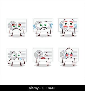 Air conditioner outdoor cartoon character with sad expression Stock Vector