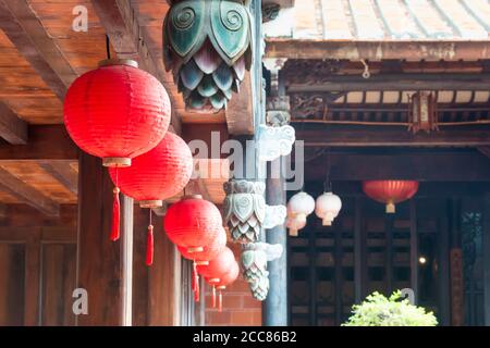 Taichung, Taiwan - Lantern at Wufeng Lin Family Mansion and Garden in Taichung, Taiwan. Stock Photo