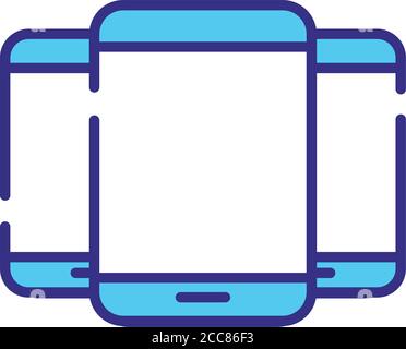 smartphones devices style line and fill icons vector illustration design Stock Vector