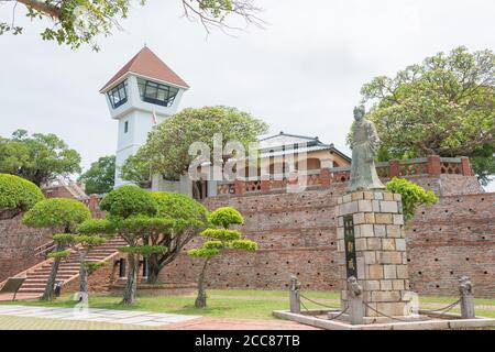 Tainan, Taiwan - Koxinga Statue at Anping Old Fort in Tainan, Taiwan. Stock Photo