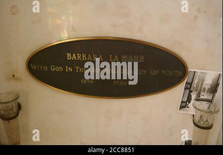 Hollywood, California, USA 17th August 2020 A general view of atmosphere of actress Barbara La Marr's Grave at Hollywood Forever Cemetery on August 17, 2020 in Hollywood, California, USA. Photo by Barry King/Alamy Stock Photo Stock Photo