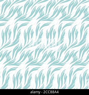 Vector seamless pattern of waves painted by paints of blue isolated on white background. Sea texture or river flow. Stock Vector