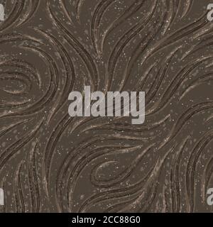 Vector seamless pattern of lines drawn with watercolors of beige color on a brown background with splashes and drops.Texture of smooth stripes and Stock Vector