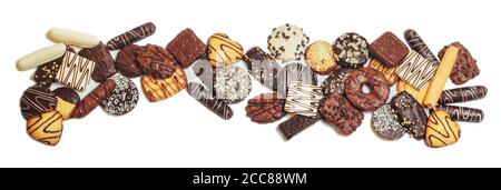 Frame of biscuits covered with chocolate isolated Stock Photo